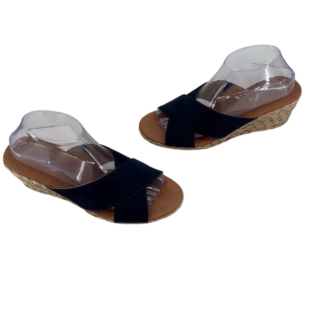 Tommy Bahama Stacey Navy Blue Cross Strap Espadrille Wedge Sandals Womens 9M